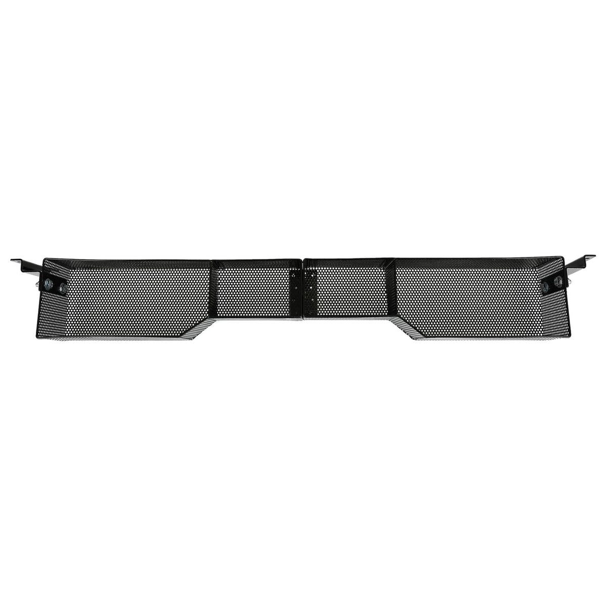 Black front inner storage basket box with three divided compartments and mounting hardware