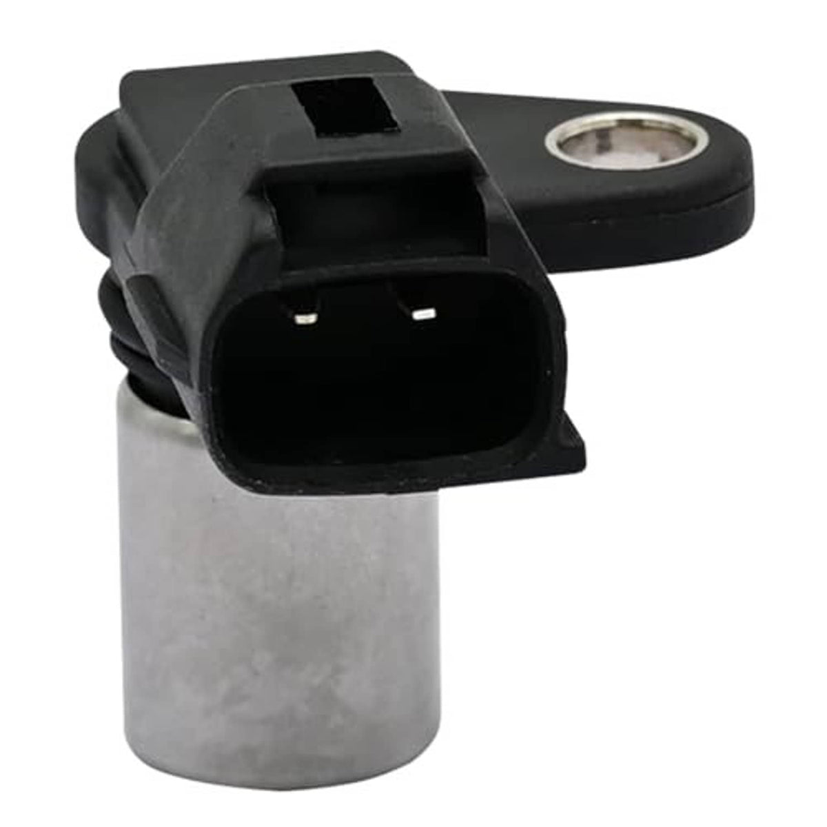 Camshaft position sensor with black multi-pin connector and metal cylindrical body
