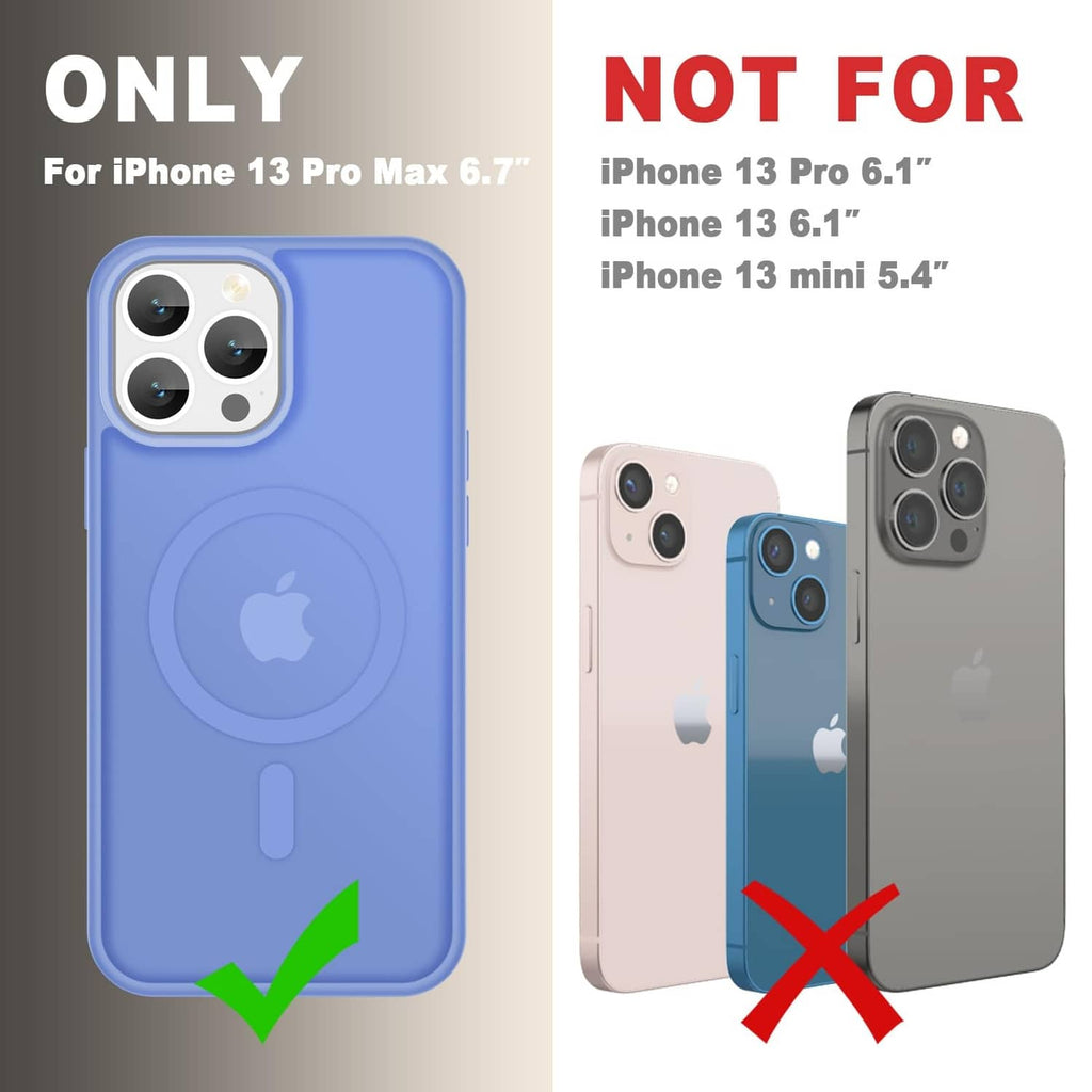 Matte purple iPhone 13 Pro Max case with MagSafe-style ring and camera cutouts