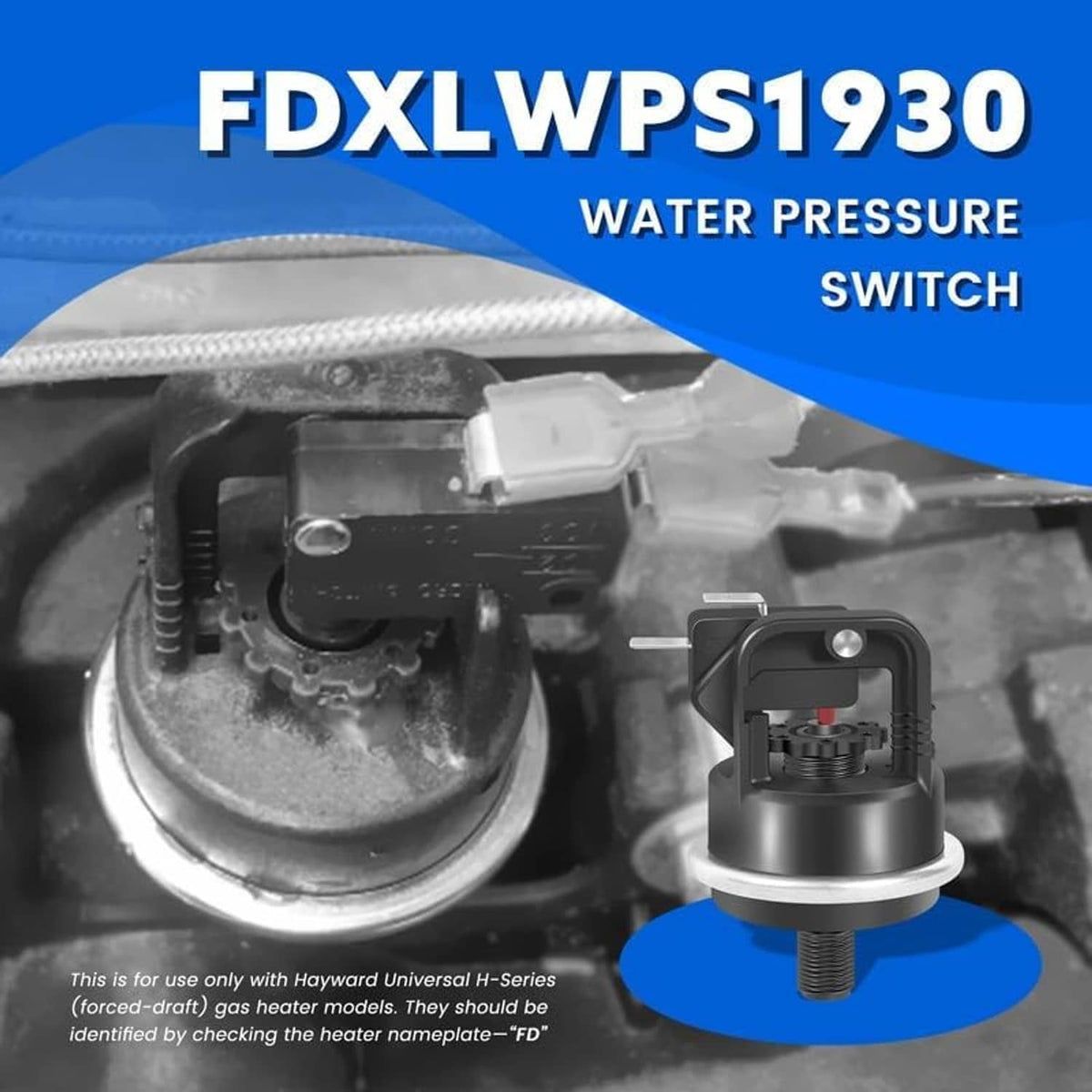 Hayward water pressure switch replacement with visible internal contacts and threaded stem