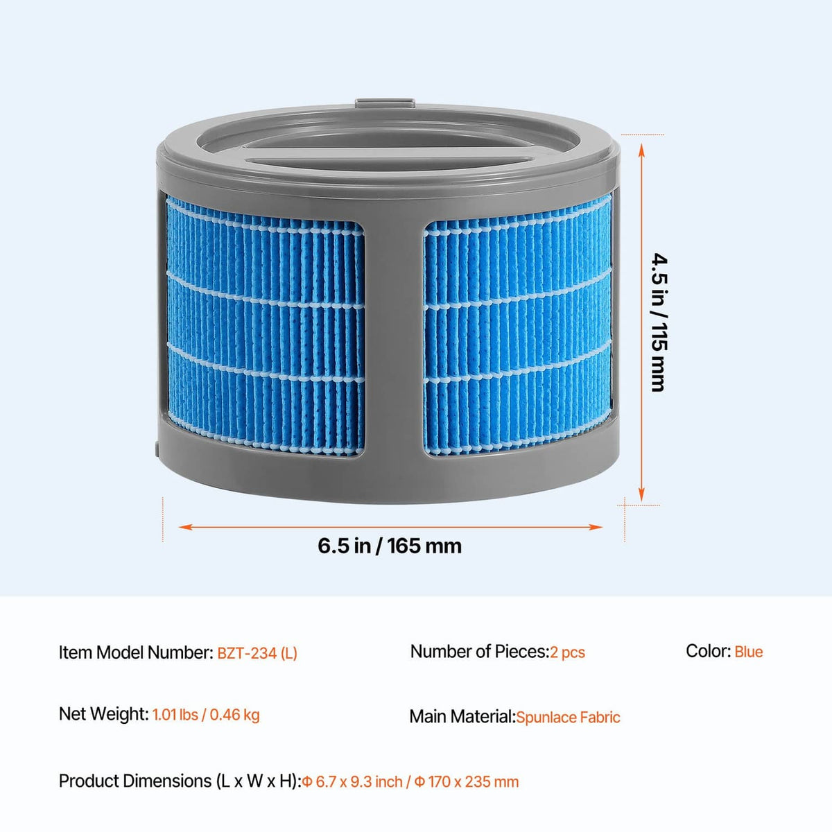 2-pack blue evaporative humidifier replacement filters with grey top and base housing