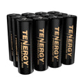 12-pack of black AA rechargeable batteries with Tenergy Premium Pro branding