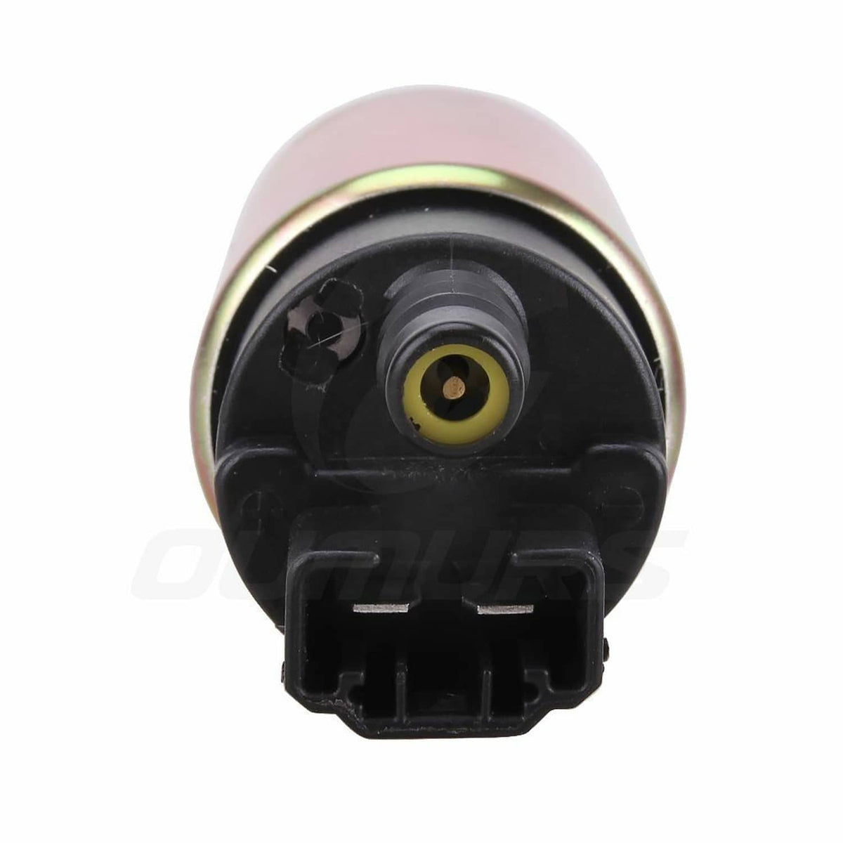 In-tank fuel pump inlet end with yellow center connector and black plastic housing