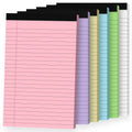 Set of 6 small colored note pads with lined sheets in pink, purple, green, and blue