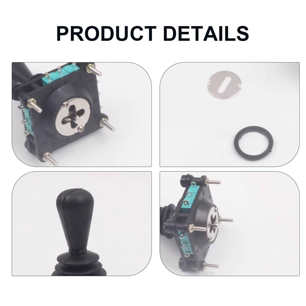 Black joystick switch with teal contact board and visible mounting hardware