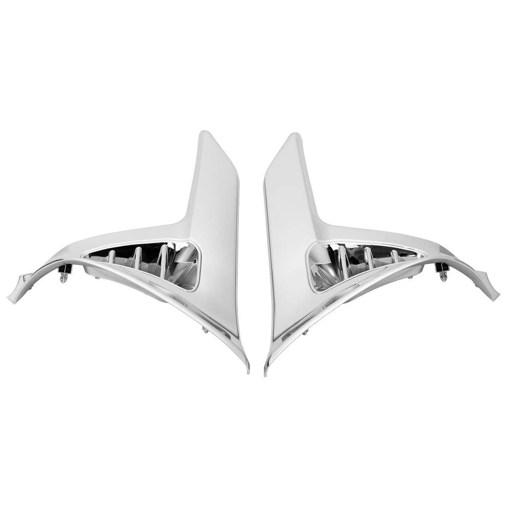 Modified triangle fairing covers pair, chrome/silver with raised vented sections