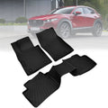 Black TPE 3-piece 3D car floor mats set with raised ridges and grommets