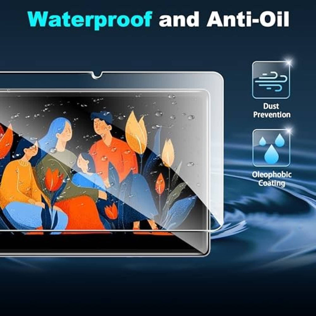 Transparent tempered glass screen protector with anti-oil and waterproof protection icons