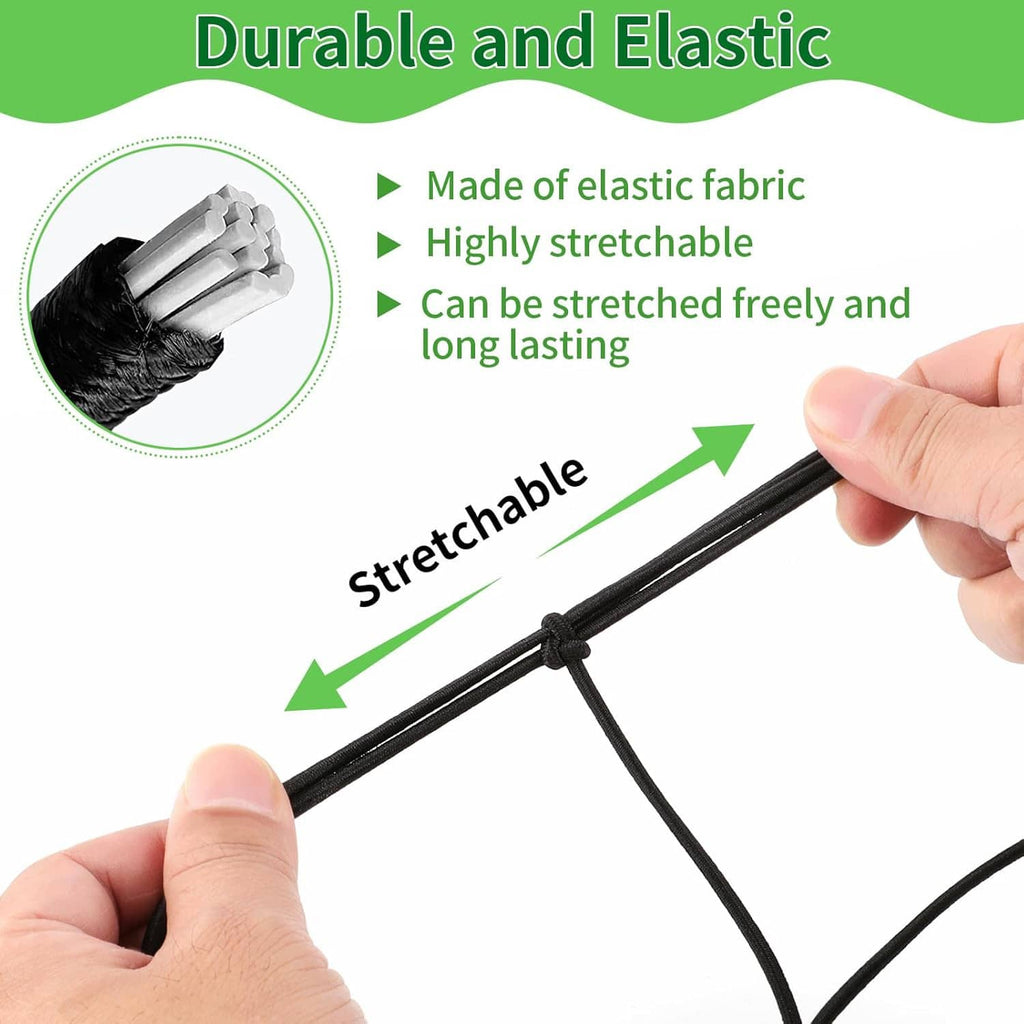 Black elastic trellis netting with stretchable grid strands and corner loops