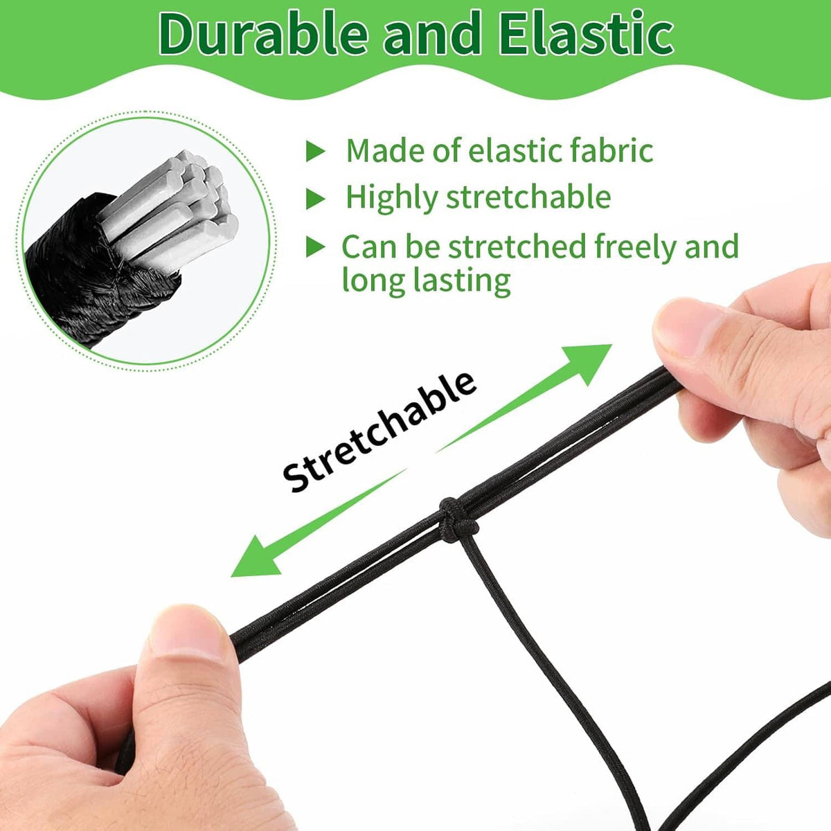 Black elastic trellis netting with stretchable grid strands and corner loops