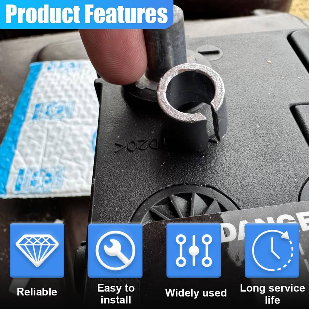 Battery terminal post shim installed on a car battery terminal