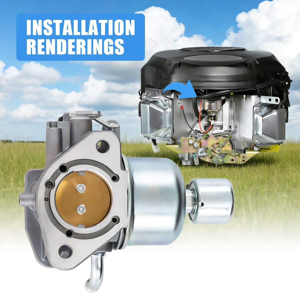 Carburetor and air intake assembly, silver metal housing with mounting lever and lines