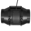 Inline ventilation fan, black inline duct fan with twin mounting clips and power cable