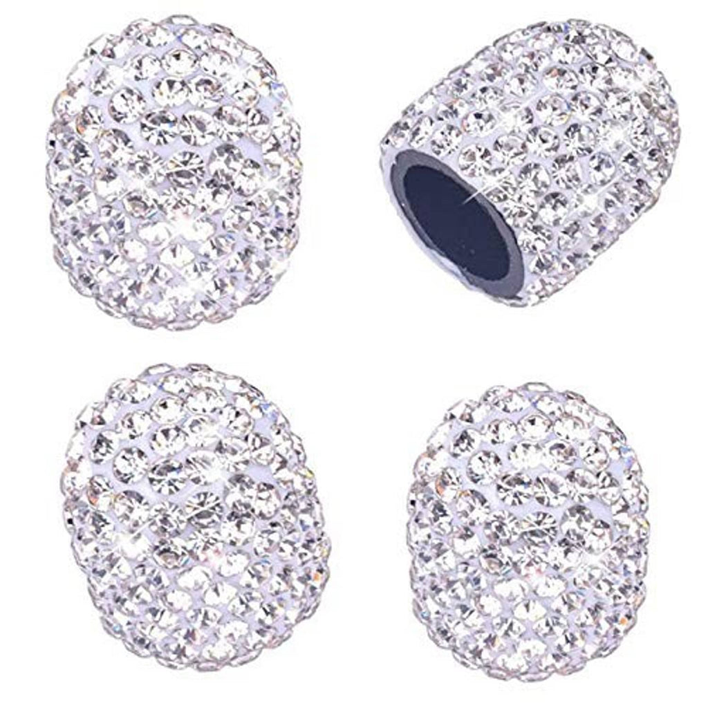 Crystal rhinestone valve stem caps, 4-pack with dark interior opening