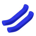 Blue silicone bicycle brake lever handle sleeves, curved pair with open ends