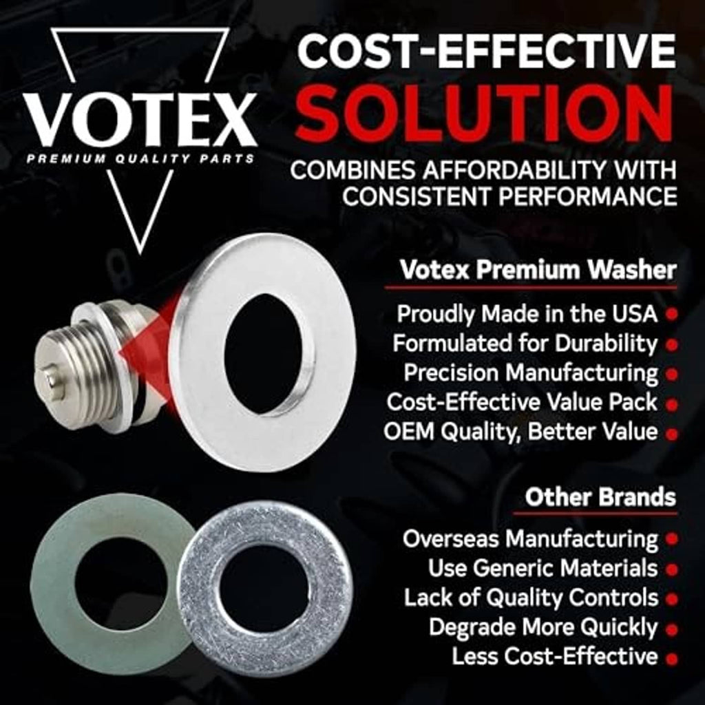 Premium oil drain plug washer set, round metal gasket rings with center openings