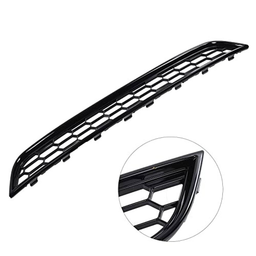 Front bumper grille with black mesh bars and angled side vent openings