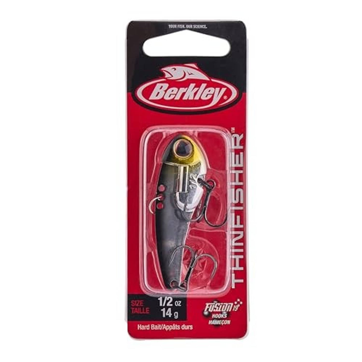 Berkley Thinfisher blade bait packaged fishing lure on a retail card