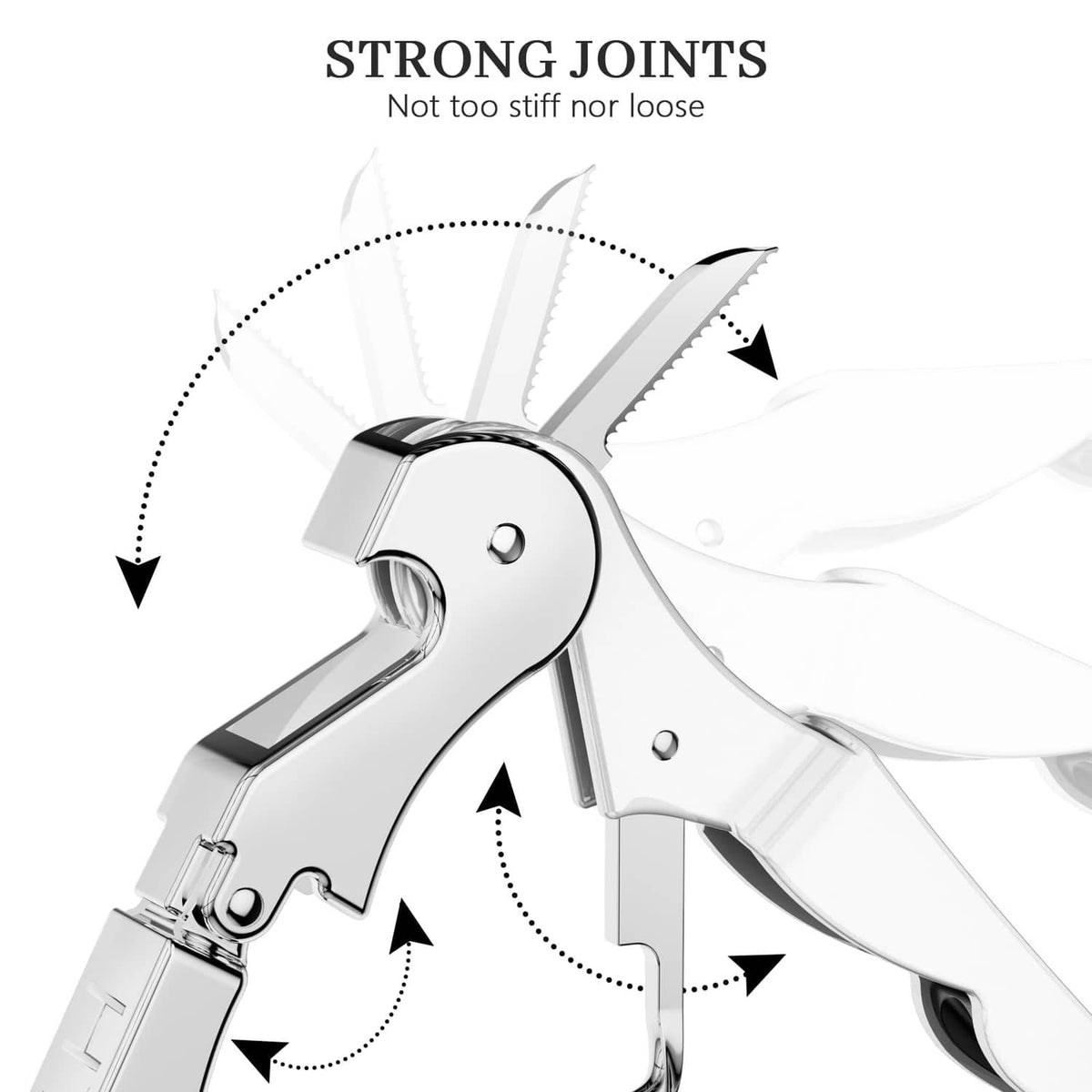 Stainless-steel waiter-style wine corkscrew key with cork puller lever and spiral worm