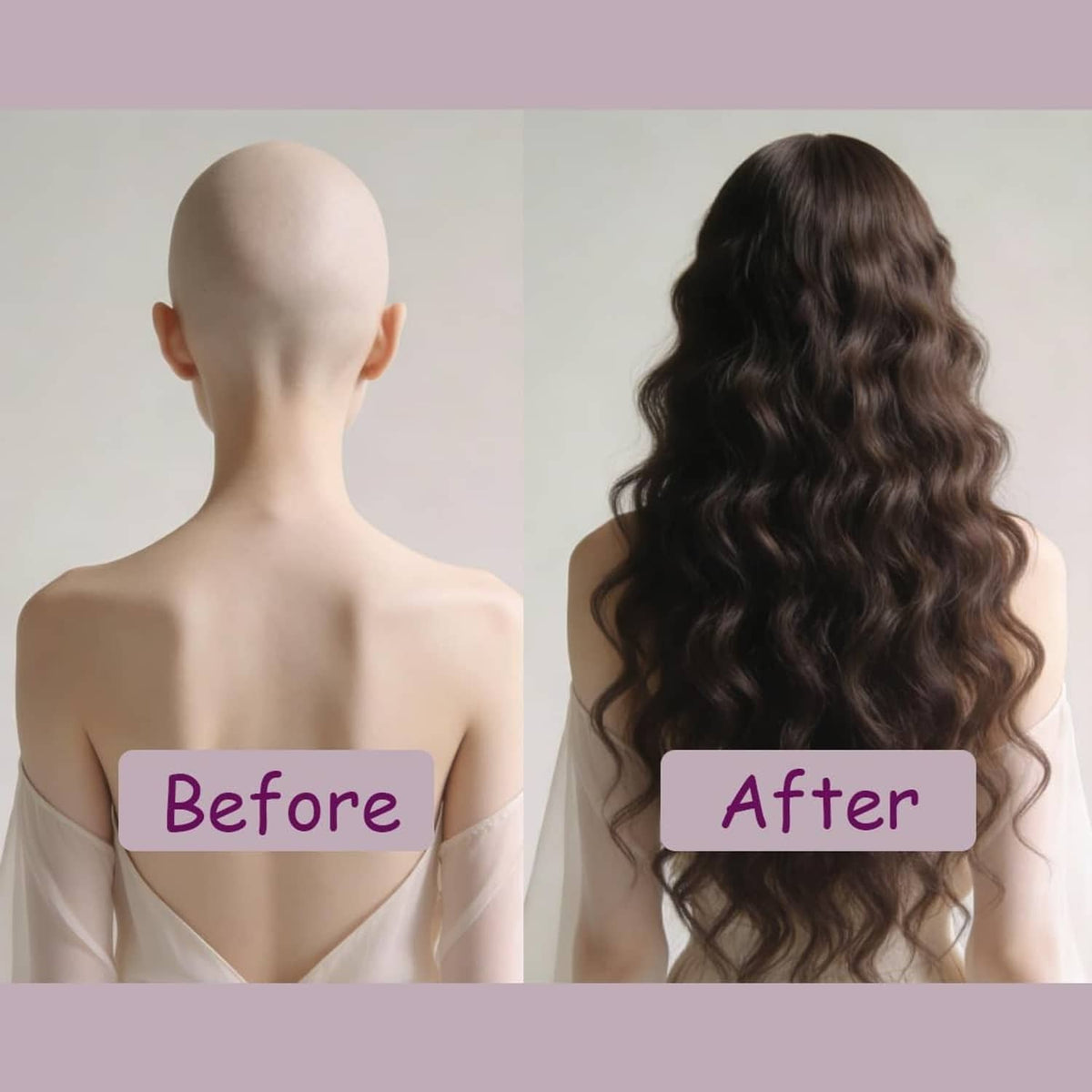 Blue wig tape attaching hair on mannequin head for secure hold