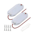 Oval RV interior LED dome light set with clear lens, red-black wires, and mounting screws