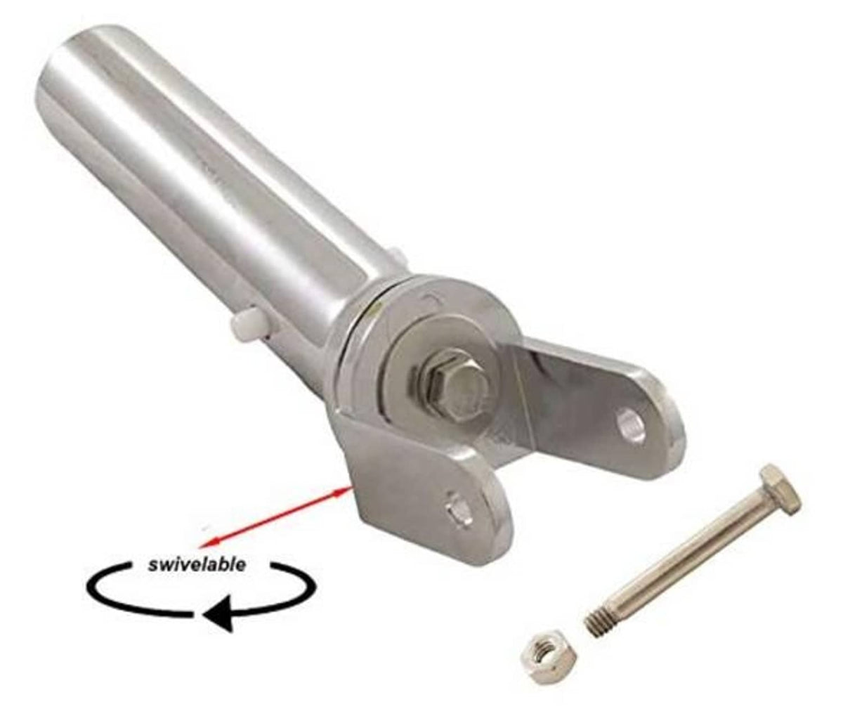 Chrome-plated metal swivel vacuum head handle with side mounting tabs