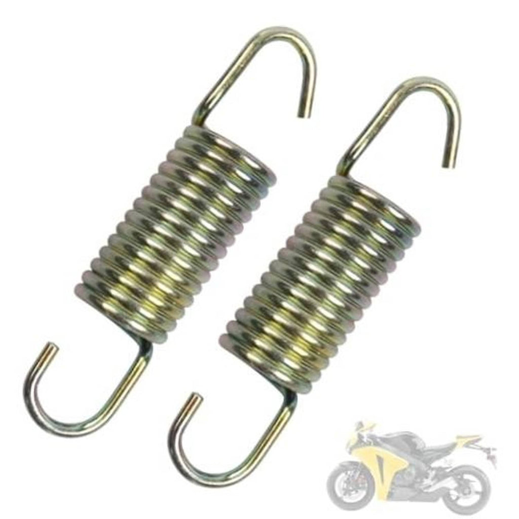 Pair of rear brake pedal return springs with tightly wound coils and U-shaped hooks