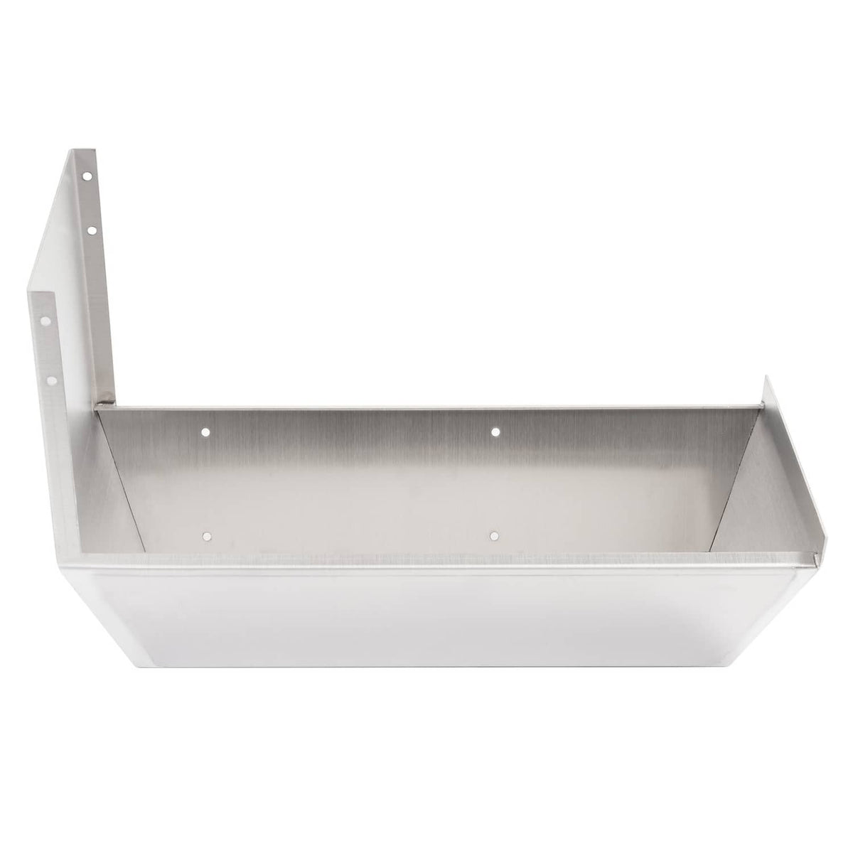 Aluminum steering console mount bracket with open trough and front mounting holes.