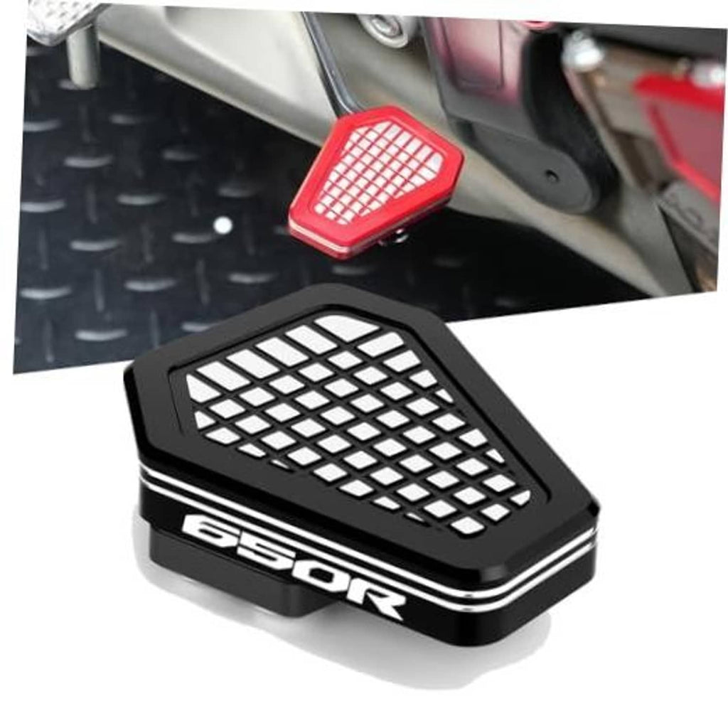 Brake lever pedal extender with black anti-slip grid pad and textured grip