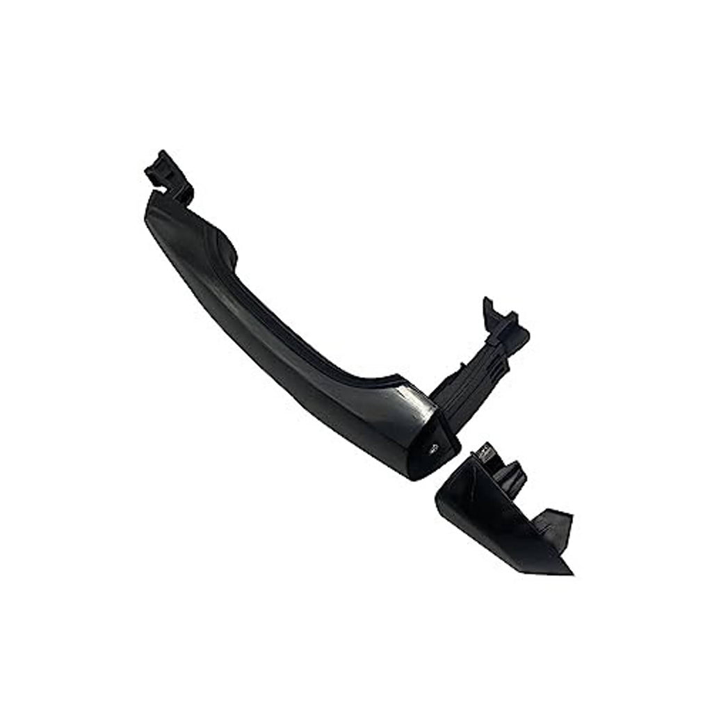 Black exterior door handle cover with underside brackets and connector notches