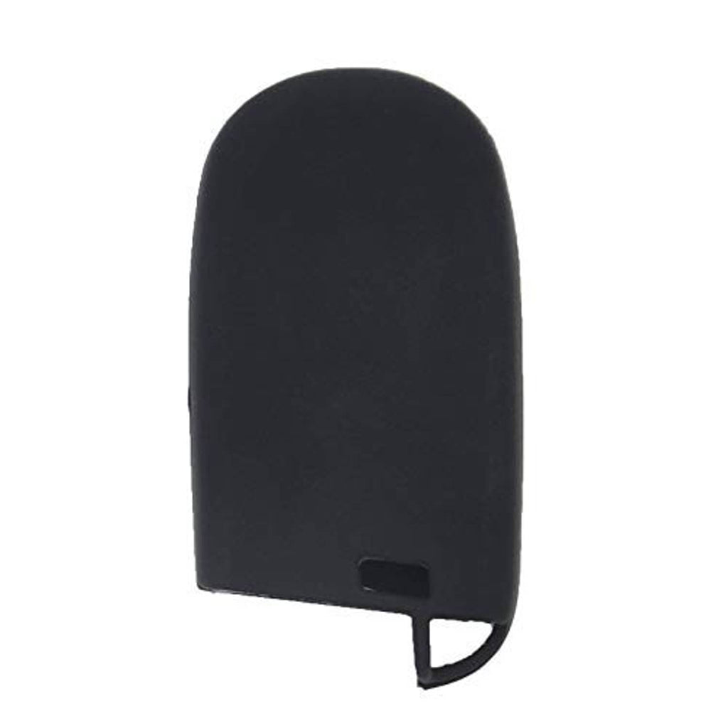 Black silicone key fob cover rear view with strap loop and molded keyring slot