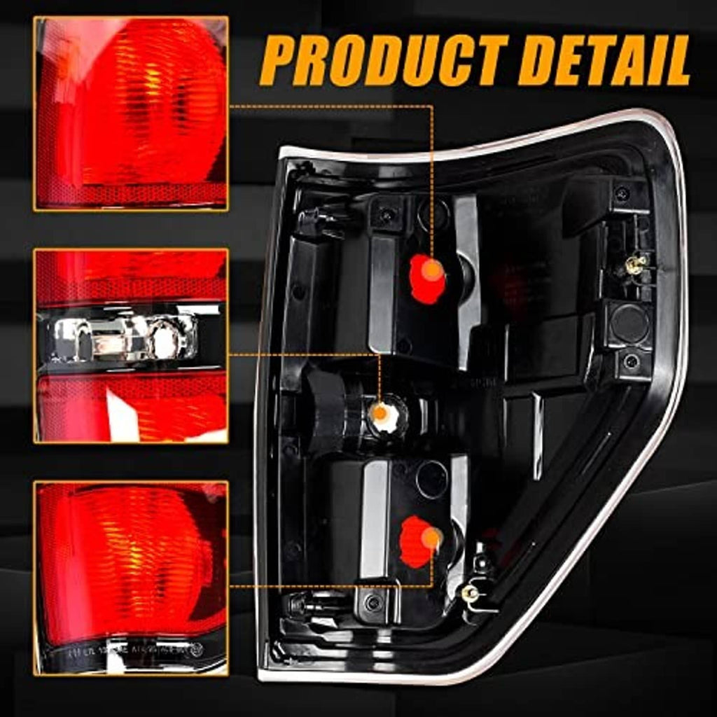 Rear tail light housing interior with mounting hardware and sockets, red lens section