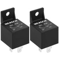 2-pack black 4-pin automotive relay, Weasch 48V 40A, with metal blade terminals