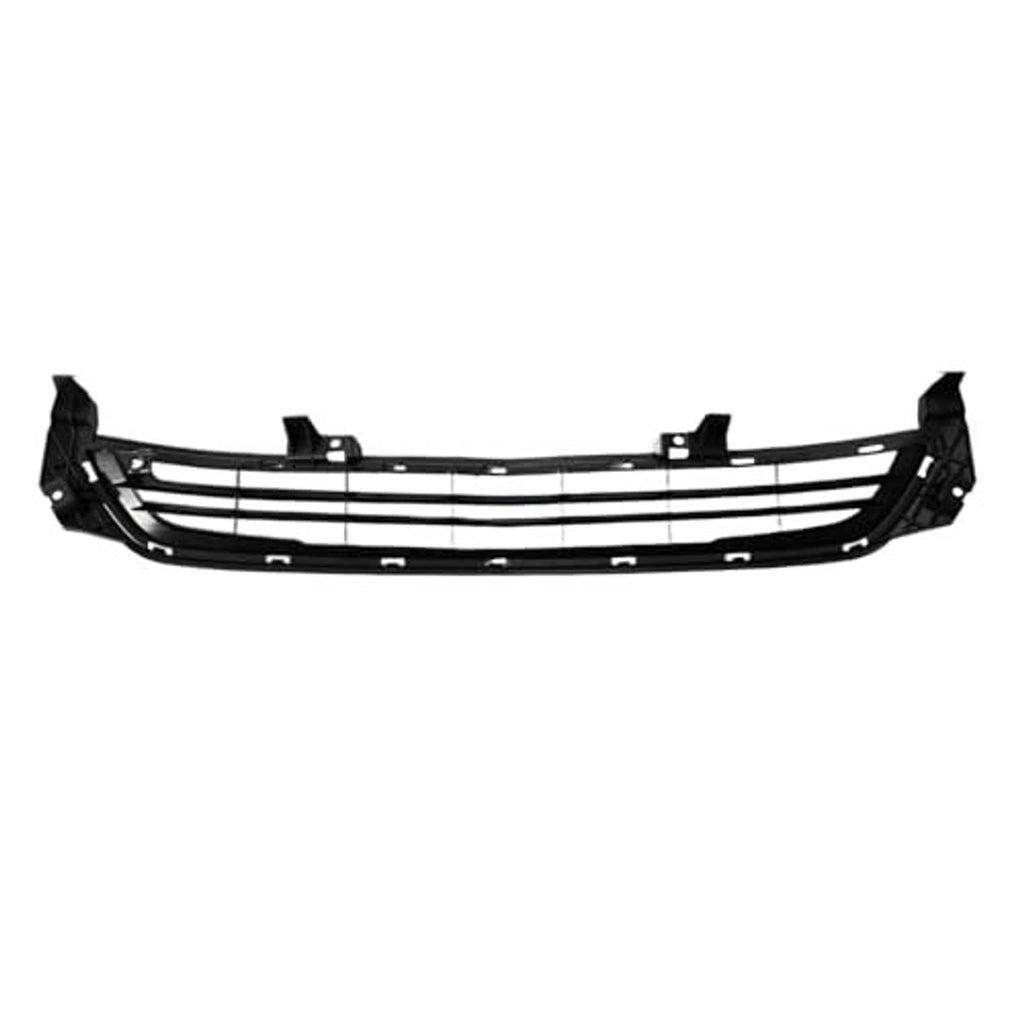 Front bumper lower grille bar with black frame, horizontal slats, and clips
