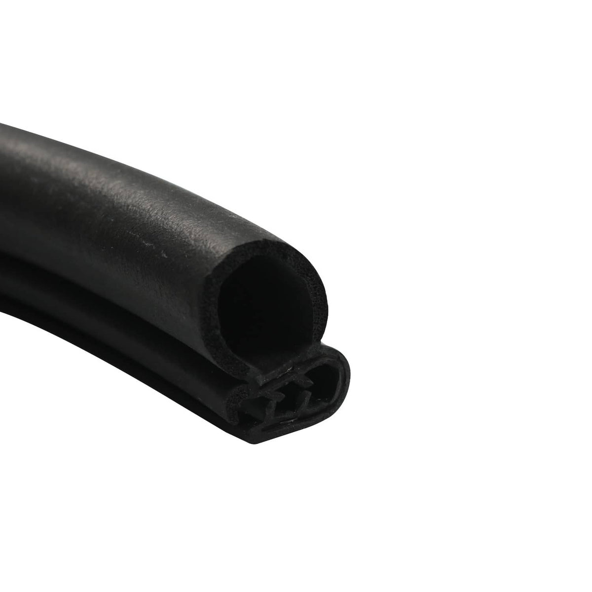 Black rubber seal tube with open channel end