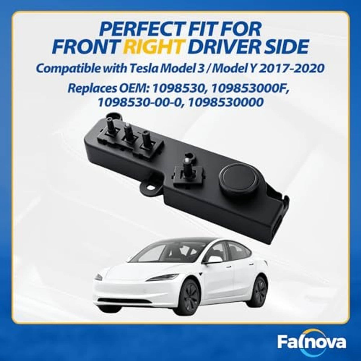 Black power seat switch module with round button and four rocker switch positions