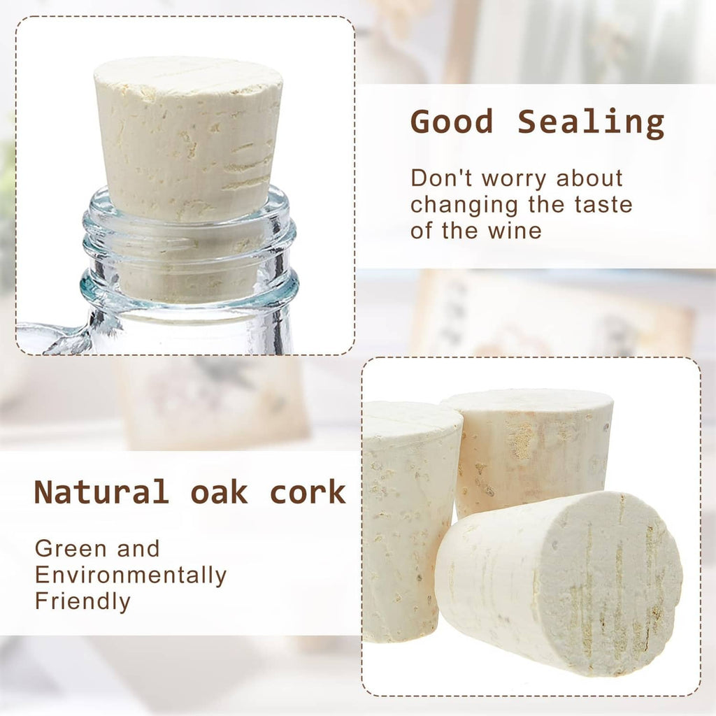 Light brown cork stopper fitted into the neck of a clear glass carboy bottle