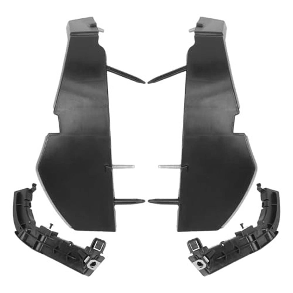 Front bumper bracket covers with molded tabs and clips, dark plastic set.