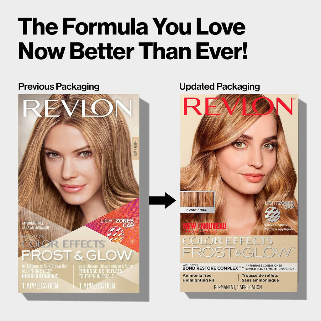 Revlon Color Effects Frost & Glow kit packaging comparison, old vs updated