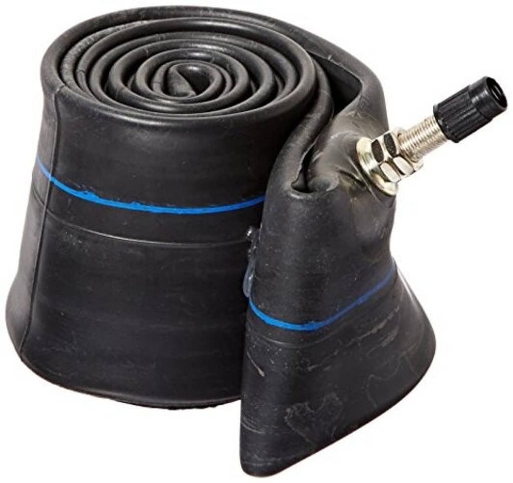 Motorcycle inner tube with TR4 valve stem, rolled rubber and blue stripe