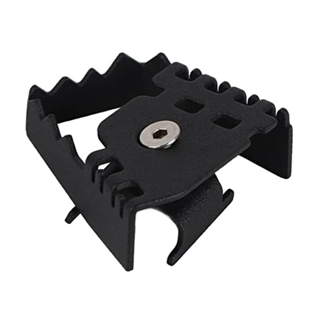 Wide rear foot brake extension pedal bracket, matte black, with central bolt hole