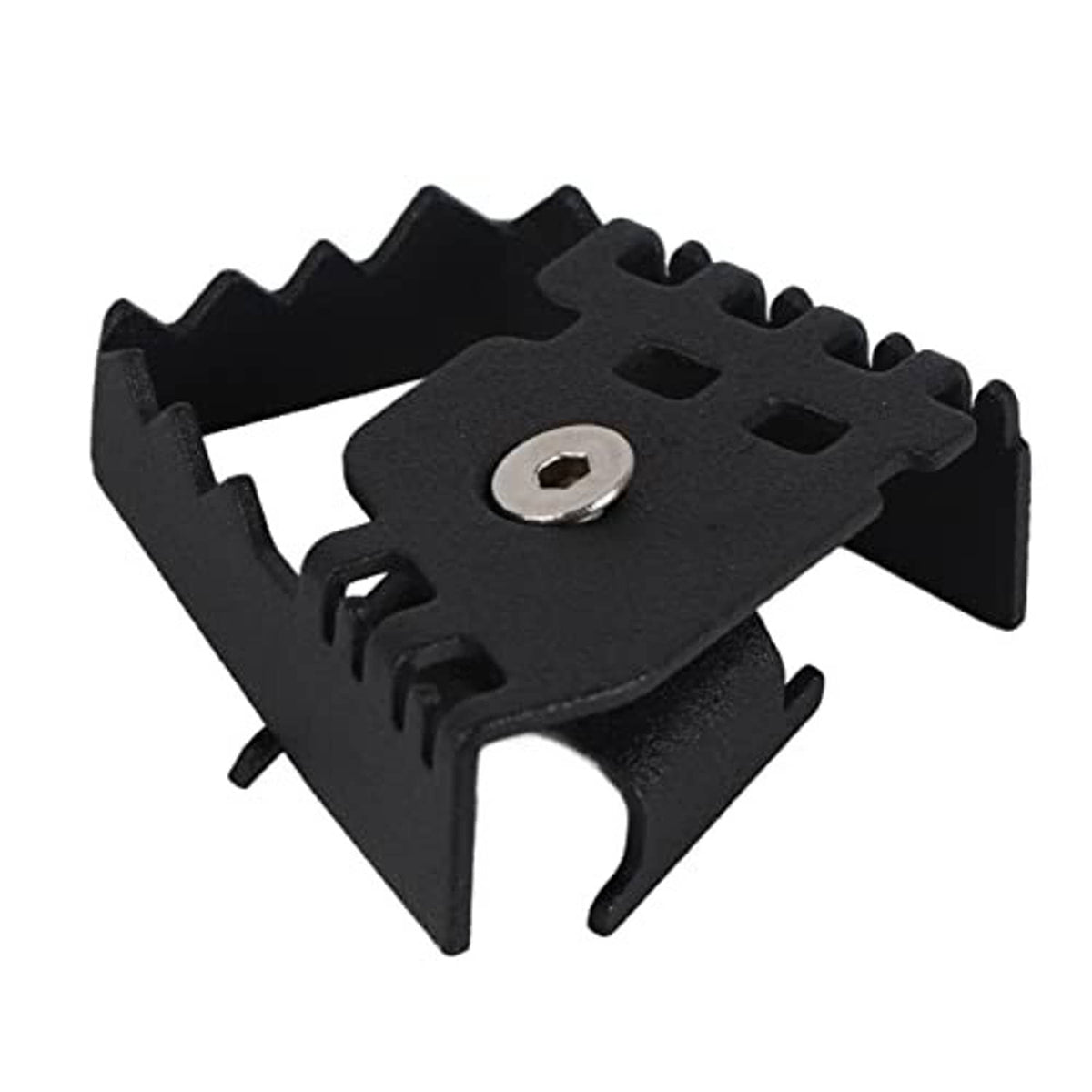 Wide rear foot brake extension pedal bracket, matte black, with central bolt hole