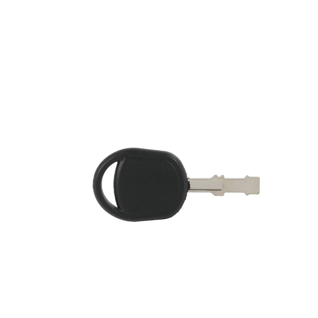Ignition starter switch key with black oval head and metal key blade