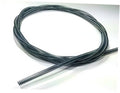 Dark braided spring line with coiled metal section at one end
