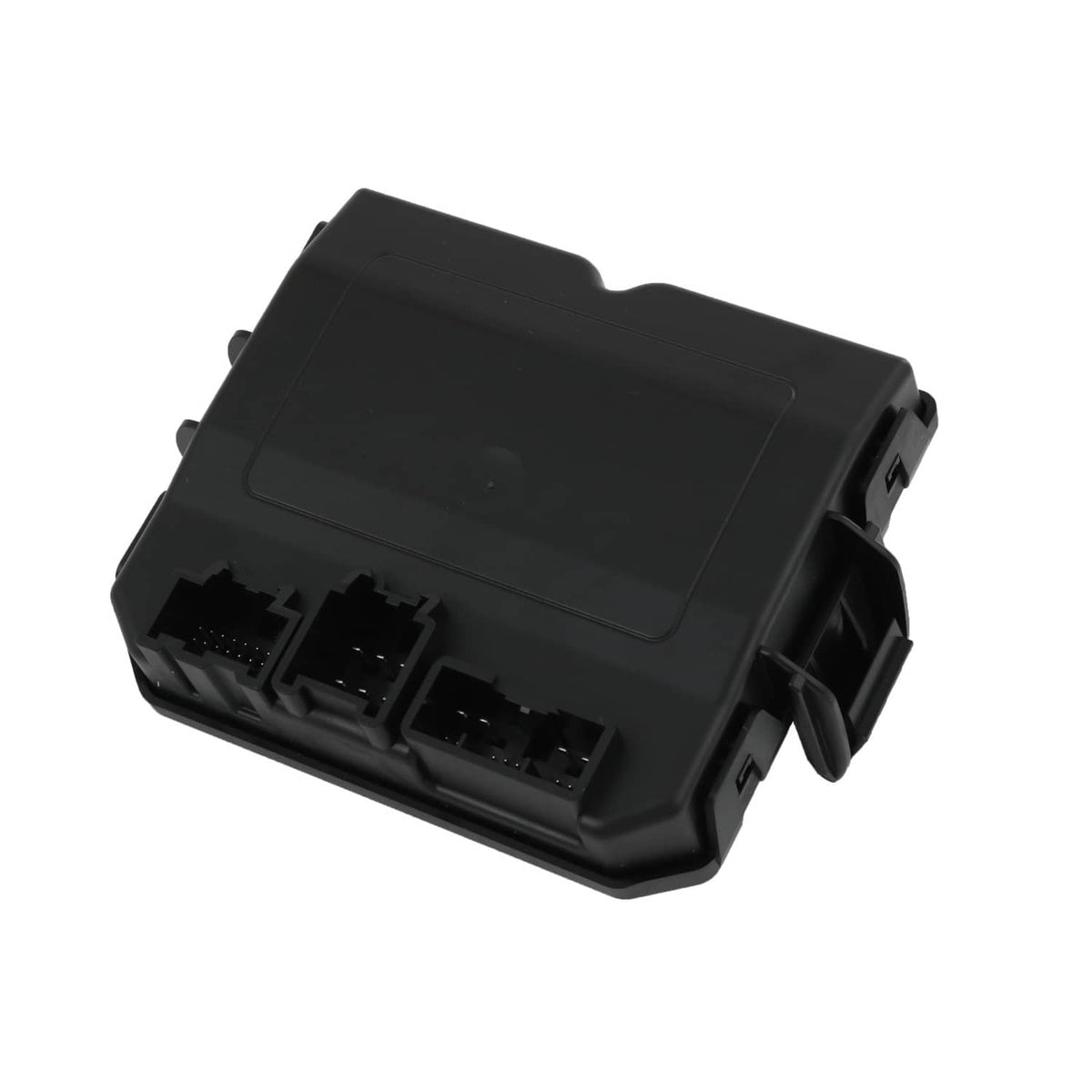 Rear liftgate control module, black plastic case with front multi-pin connector ports