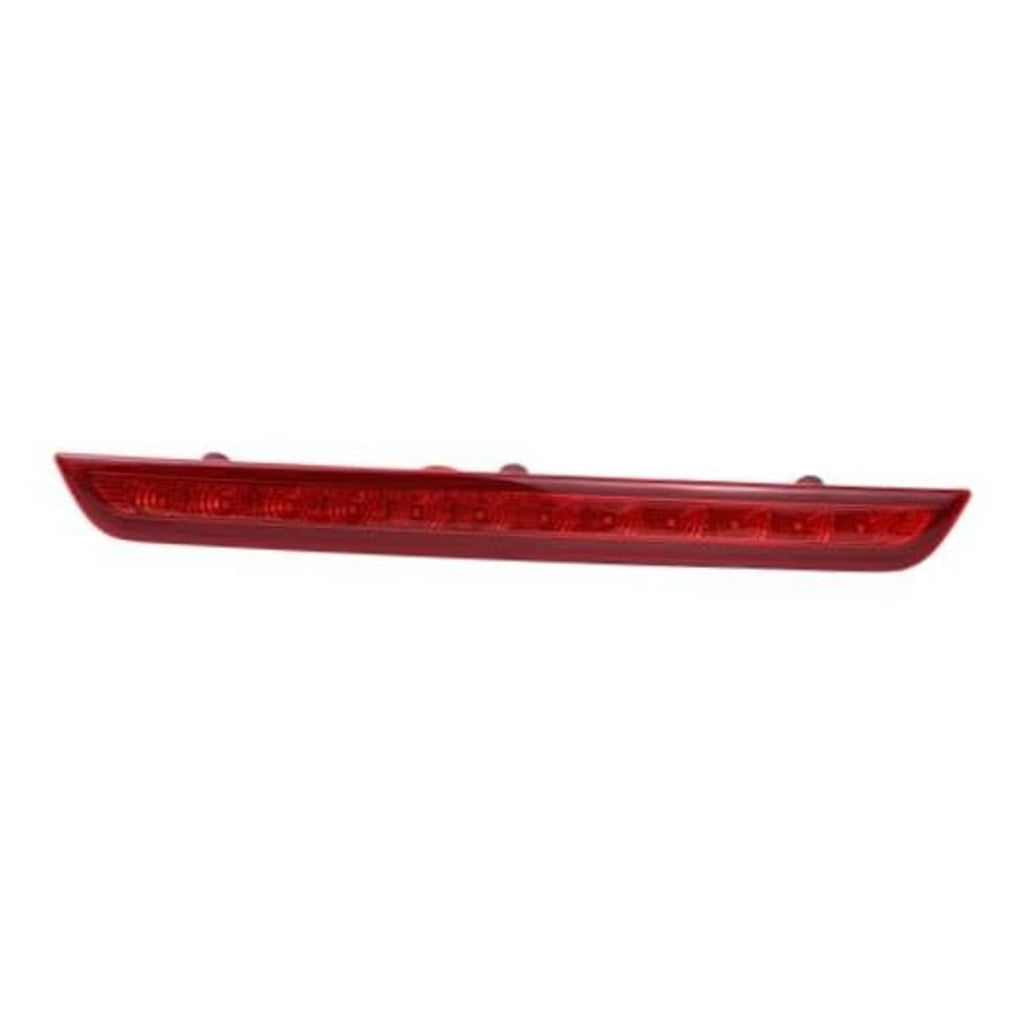 High-mount LED third brake light with long red lens and integrated reflector bar