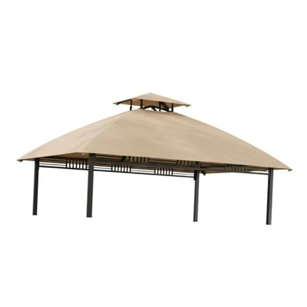 Replacement grill canopy top with beige cover and black metal frame posts
