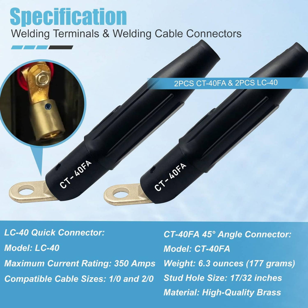 CT-40FA 45-degree angle connectors and LC-40 quick connectors with brass cable terminals