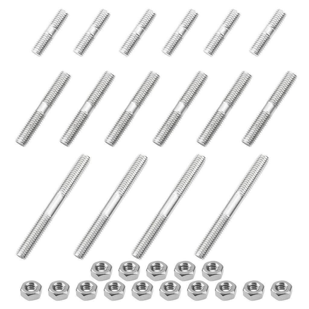 RivetOak Rrina Metric 16Pcs 304 Stainless Steel Double End Threaded Stud One Size