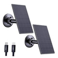 Black solar panel charger set with wall mount and Micro USB leads, 2-pack